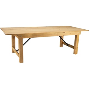 image:imageFlash Furniture Hercules Commercial Rectangular Farmhouse Folding Table Antique Rustic Solid Pine Dining Room Table Foldable Locking Legs 8 x 40 Black WashLight Natural