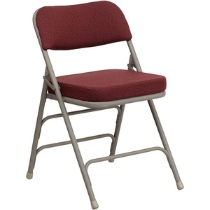 image:imageFlash Furniture Hercules Series Metal Folding Chair with Cushioned Seat Fabric Upholstered Event Chair with 300lb Static Weight Capacity GrayBurgundy FabricGray Frame