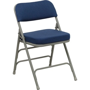 image:imageFlash Furniture Hercules Series Metal Folding Chair with Cushioned Seat Fabric Upholstered Event Chair with 300lb Static Weight Capacity GrayNavy FabricGray Frame