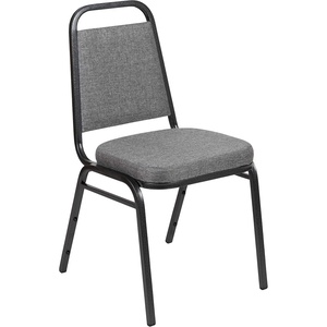 image:imageFlash Furniture Hercules Series Trapezoidal Back Stacking Banquet Chair with 25 Thick Seat in Black Fabric  Black FrameGray FabricSilver Vein Frame