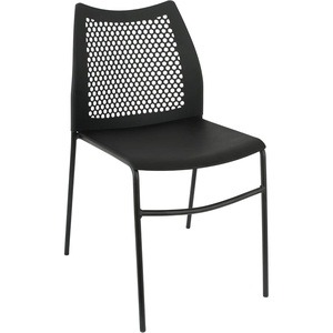 image:imageFlash Furniture Hercules Stacking Chair with Vented Backrest and Black Powder Coated Steel Legs with Integrated Support Bar Commercial Portable Chair  BlackBlack PlasticBlack Frame