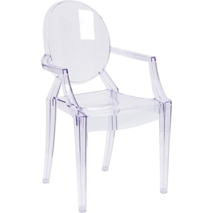 image:imageFlash Furniture IndoorOutdoor Ghost Accent and Dining Chair with Curved Arms and Contoured Seat Stackable Restaurant Chair Transparent CrystalPack of 1