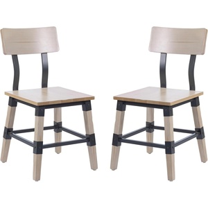 image:imageFlash Furniture Jackson Commercial Industrial Wood Dining Chair Solid Beechwood Frame Support Bar Set of 2 BlackAntique White