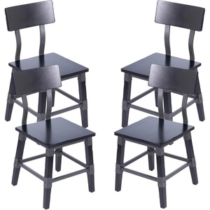 image:imageFlash Furniture Jackson Commercial Industrial Wood Dining Chair Solid Beechwood Frame Support Bar Set of 2 BlackBlack