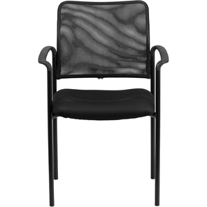 image:imageFlash Furniture Jana Comfort Black Mesh Stackable Steel Side Chair with Nylon Arms and BuiltIn Lumbar SupportBlack
