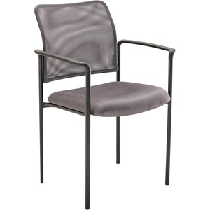 image:imageFlash Furniture Jana Comfort Black Mesh Stackable Steel Side Chair with Nylon Arms and BuiltIn Lumbar SupportGrey