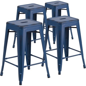 image:imageFlash Furniture Kai Commercial Grade 24 High Backless Black Metal IndoorOutdoor Counter Height Stool with Square SeatAntique Blue