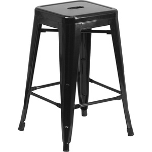image:imageFlash Furniture Kai Commercial Grade 24 High Backless Black Metal IndoorOutdoor Counter Height Stool with Square SeatBlack