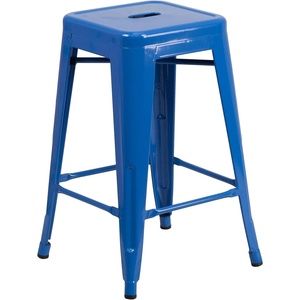 image:imageFlash Furniture Kai Commercial Grade 24 High Backless Black Metal IndoorOutdoor Counter Height Stool with Square SeatBlue