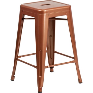 image:imageFlash Furniture Kai Commercial Grade 24 High Backless Black Metal IndoorOutdoor Counter Height Stool with Square SeatCopper