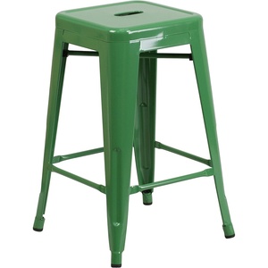 image:imageFlash Furniture Kai Commercial Grade 24 High Backless Black Metal IndoorOutdoor Counter Height Stool with Square SeatGreen