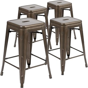 image:imageFlash Furniture Kai Commercial Grade 24 High Backless Black Metal IndoorOutdoor Counter Height Stool with Square SeatGun Metal