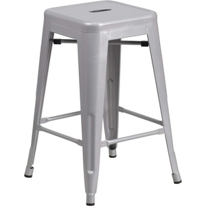 image:imageFlash Furniture Kai Commercial Grade 24 High Backless Black Metal IndoorOutdoor Counter Height Stool with Square SeatSilver