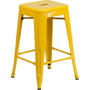 image:imageFlash Furniture Kai Commercial Grade 24 High Backless Black Metal IndoorOutdoor Counter Height Stool with Square SeatYellow