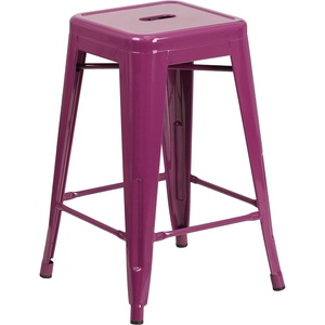 image:imageFlash Furniture Kai Commercial Grade 24 High Backless Purple IndoorOutdoor Counter Height Stool Pack of 1