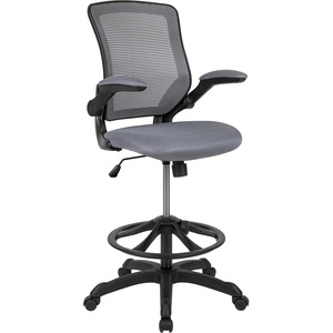 image:imageFlash Furniture Kale MidBack Swivel Office Chair with Height Adjustable Foot Ring and Lumbar Support Mesh Executive Chair with Armrests Dark Gray