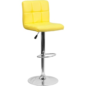 image:imageFlash Furniture Kathleen Contemporary Black Quilted Vinyl Adjustable Height Barstool with Chrome BaseYellow