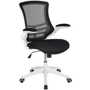 image:imageFlash Furniture Kelista MidBack Swivel Office Chair with Adjustable Seat Height Ergonomic Mesh Desk Chair with LeatherSoft Seat BlackBlack MeshWhite Frame
