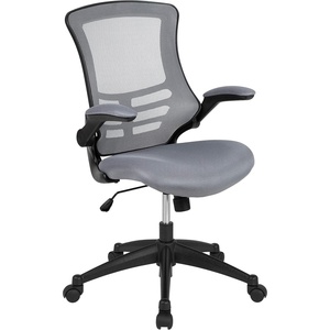 image:imageFlash Furniture Kelista MidBack Swivel Office Chair with Adjustable Seat Height Ergonomic Mesh Desk Chair with LeatherSoft Seat BlackDark Gray Mesh
