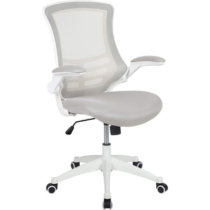 image:imageFlash Furniture Kelista MidBack Swivel Office Chair with Adjustable Seat Height Ergonomic Mesh Desk Chair with LeatherSoft Seat BlackLight Gray MeshWhite Frame