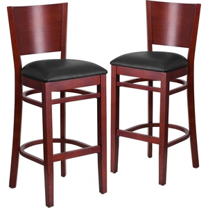 image:imageFlash Furniture Lacey Series Solid Back Walnut Wood Restaurant Barstool Pack of 1Black Vinyl SeatMahogany Wood Frame