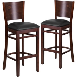 image:imageFlash Furniture Lacey Series Solid Back Walnut Wood Restaurant Barstool Pack of 1Black Vinyl SeatWalnut Wood Frame
