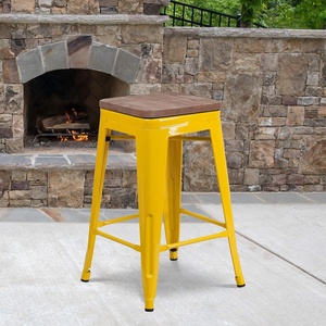 image:imageFlash Furniture Lily 24 High Backless Orange Metal Counter Height Stool with Square Wood Seat Pack of 1Yellow