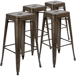 image:imageFlash Furniture Lily 30 High Metal Indoor Bar Stool in Teal  Stackable Set of 4Gun Metal