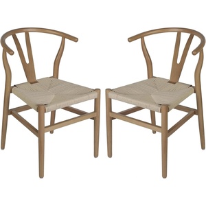image:imageFlash Furniture Logan Commercial Wood Dining Chair YBack Style Stackable Design Solid Wood Frame Kraft Paper Seat Mortise and Tenon Set of 2 BlackNaturalOak FrameNatural Seat