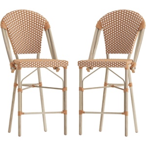 image:imageFlash Furniture Lourdes Commercial Grade Bistro Counter Height Stool Stackable IndoorOutdoor Dining Stool 26 High WhiteGray and Bamboo Finish Set of 2Natural  WhiteLight Natural Frame
