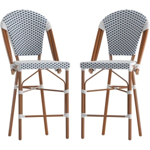 image:imageFlash Furniture Lourdes Commercial Grade Bistro Counter Height Stool Stackable IndoorOutdoor Dining Stool 26 High WhiteGray and Bamboo Finish Set of 2White  NavyNatural Frame