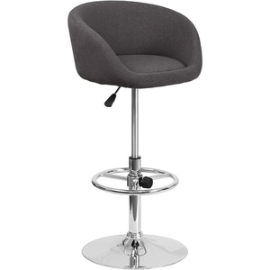 image:imageFlash Furniture Luis Contemporary Black Vinyl Adjustable Height Barstool with Barrel Back and Chrome BaseCharcoal Fabric