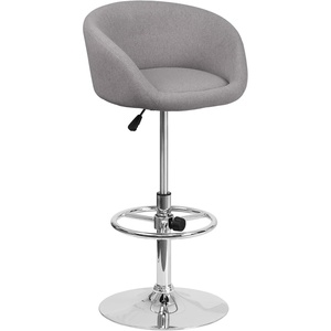 image:imageFlash Furniture Luis Contemporary Black Vinyl Adjustable Height Barstool with Barrel Back and Chrome BaseGray Fabric