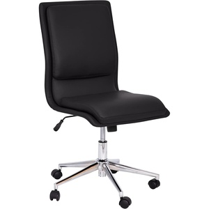 image:imageFlash Furniture Madigan Task Office Chair  Luxurious Gray LeatherSoft Upholstery  Padded MidBack and Seat  Height Adjustable Chrome Base  ArmlessBlack