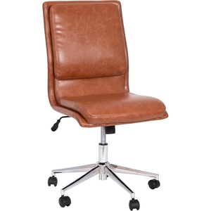 image:imageFlash Furniture Madigan Task Office Chair  Luxurious Gray LeatherSoft Upholstery  Padded MidBack and Seat  Height Adjustable Chrome Base  ArmlessBrown