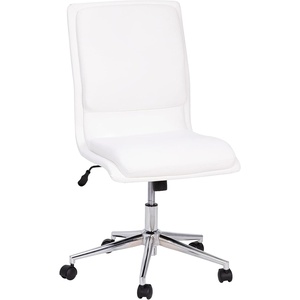 image:imageFlash Furniture Madigan Task Office Chair  Luxurious Gray LeatherSoft Upholstery  Padded MidBack and Seat  Height Adjustable Chrome Base  ArmlessWhite