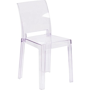 image:imageFlash Furniture McKenna 4 Pack Ghost Chair with Square Back in Transparent CrystalSet of 1