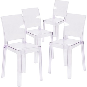 image:imageFlash Furniture McKenna 4 Pack Ghost Chair with Square Back in Transparent CrystalSet of 4