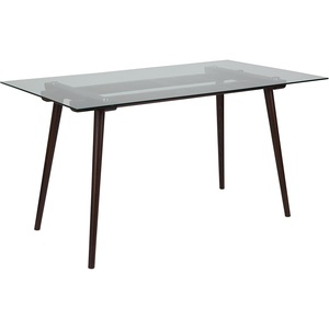 image:imageFlash Furniture Meriden 315 x 55 Rectangular Solid Walnut Wood Table with Clear Glass TopClear TopEspresso Frame