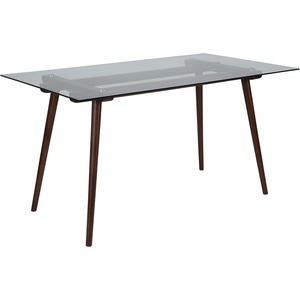 image:imageFlash Furniture Meriden 315 x 55 Rectangular Solid Walnut Wood Table with Clear Glass TopClear TopWalnut Frame