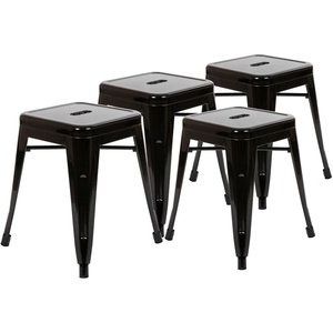 image:imageFlash Furniture Metal Dining Table Height Stool  Backless Red Kai Commercial Grade Stool  18 Inch Stackable Dining Chair  Set of 4Black