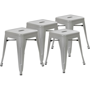 image:imageFlash Furniture Metal Dining Table Height Stool  Backless Red Kai Commercial Grade Stool  18 Inch Stackable Dining Chair  Set of 4Silver