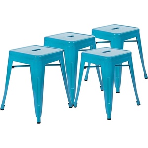 image:imageFlash Furniture Metal Dining Table Height Stool  Backless Red Kai Commercial Grade Stool  18 Inch Stackable Dining Chair  Set of 4Teal