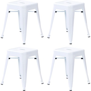 image:imageFlash Furniture Metal Dining Table Height Stool  Backless Red Kai Commercial Grade Stool  18 Inch Stackable Dining Chair  Set of 4White