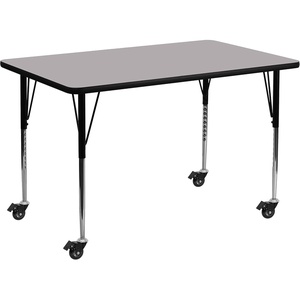 image:imageFlash Furniture Mobile 24W x 48L Rectangular Grey Thermal Laminate Activity Table  Standard Height Adjustable LegsGrey