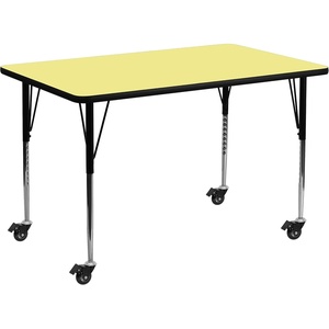 image:imageFlash Furniture Mobile 24W x 48L Rectangular Grey Thermal Laminate Activity Table  Standard Height Adjustable LegsYellow