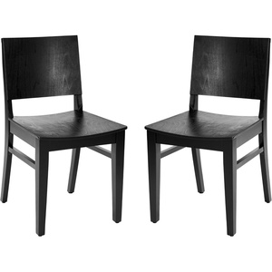 image:imageFlash Furniture Naples Commercial Solid Wood Dining Chair Curved Backrest Sturdy Mortise and Tenon Construction Antique WhiteBlack