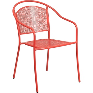 image:imageFlash Furniture Oia Commercial Grade 5 Pack Coral IndoorOutdoor Steel Patio Arm Chair with Round BackCoral