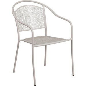 image:imageFlash Furniture Oia Commercial Grade 5 Pack Coral IndoorOutdoor Steel Patio Arm Chair with Round BackLight Gray