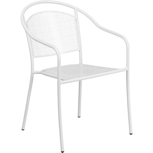 image:imageFlash Furniture Oia Commercial Grade 5 Pack Coral IndoorOutdoor Steel Patio Arm Chair with Round BackWhite